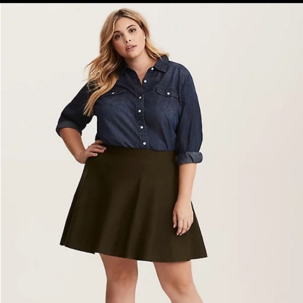Torrid A-line Olive Green Sweater Skirt 2x